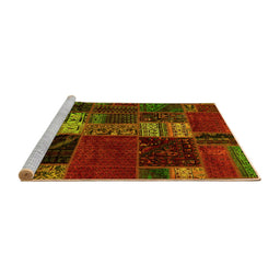 Sideview of Machine Washable Oriental Yellow Modern Rug, wshabs5675yw