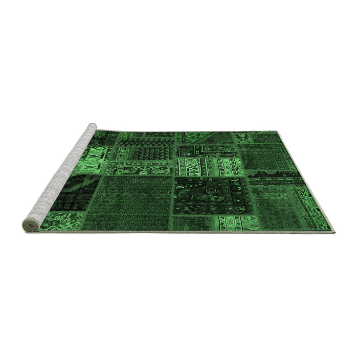 Sideview of Machine Washable Oriental Emerald Green Modern Area Rugs, wshabs5675emgrn