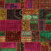 Square Abstract Reddish Brown Oriental Rug, abs5675