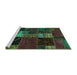 Sideview of Machine Washable Oriental Turquoise Modern Area Rugs, wshabs5675turq