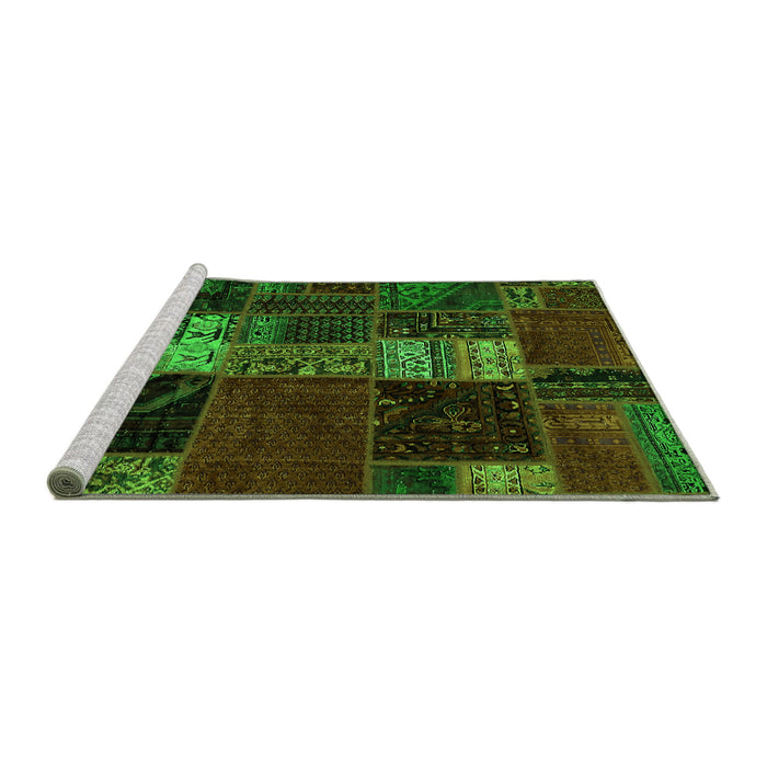 Sideview of Machine Washable Oriental Green Modern Area Rugs, wshabs5675grn