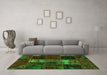 Machine Washable Oriental Green Modern Area Rugs in a Living Room,, wshabs5675grn