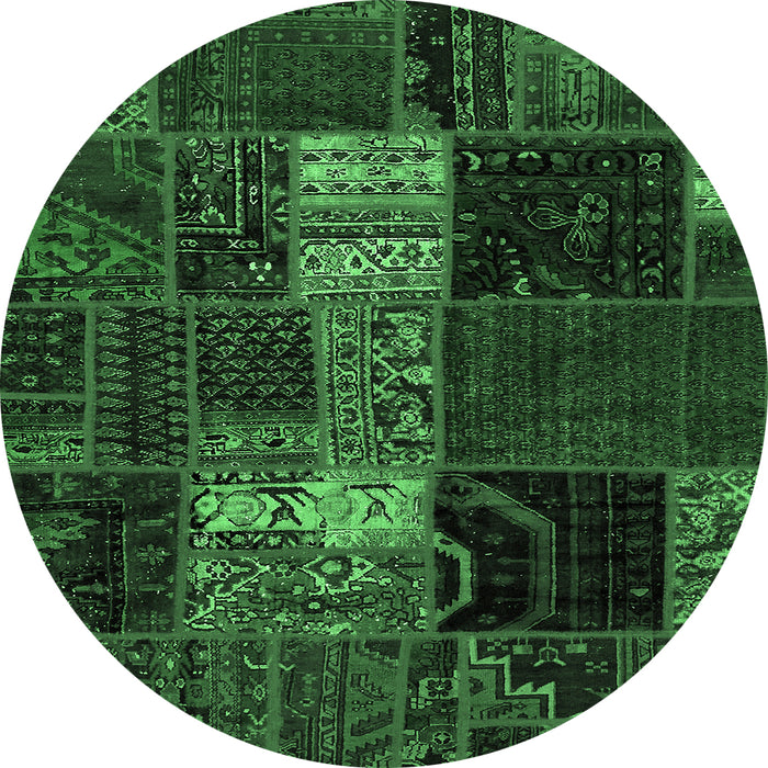 Round Oriental Emerald Green Modern Rug, abs5675emgrn