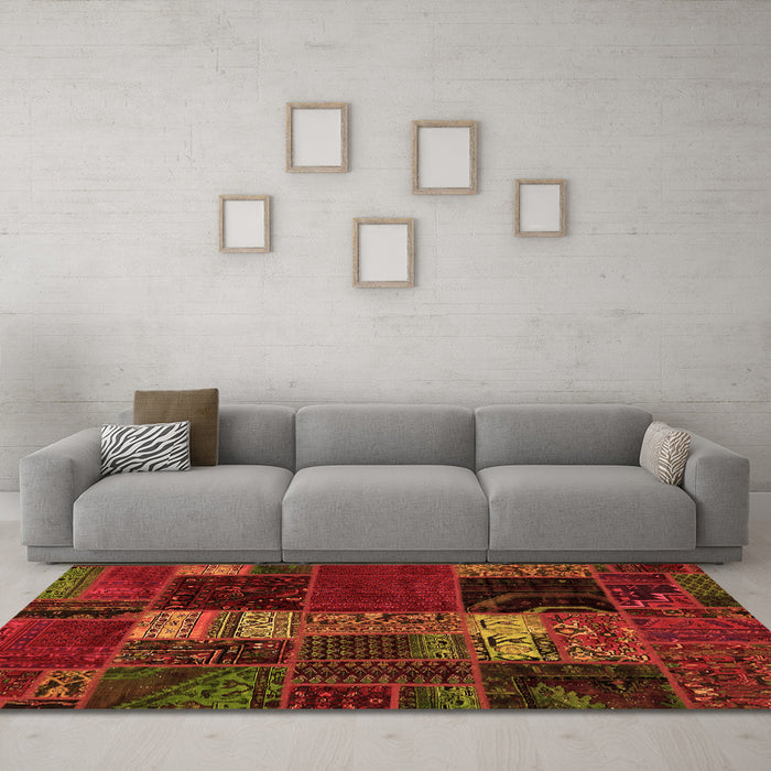 Machine Washable Oriental Orange Modern Area Rugs in a Living Room, wshabs5675org