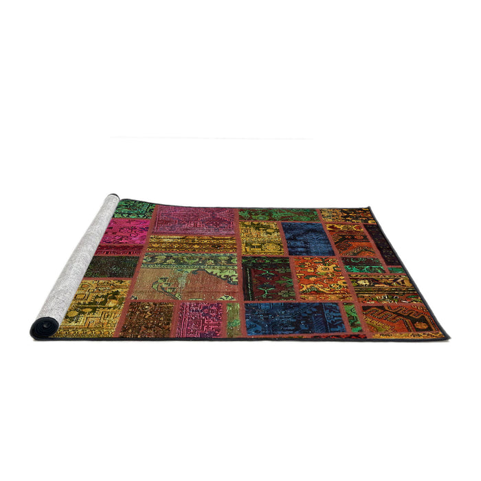 Sideview of Machine Washable Abstract Vermilion Red Rug, wshabs5676
