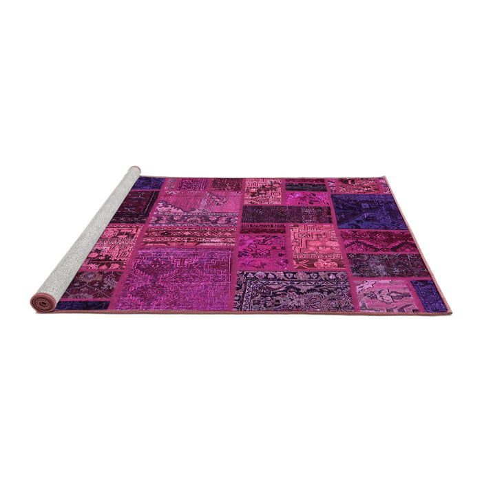 Sideview of Machine Washable Oriental Pink Modern Rug, wshabs5676pnk