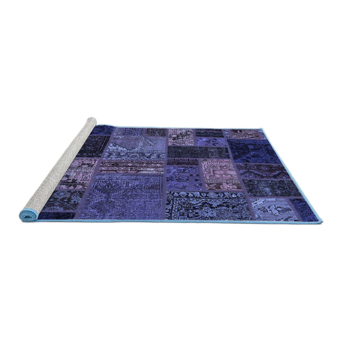 Sideview of Machine Washable Oriental Blue Modern Rug, wshabs5676blu