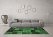 Machine Washable Oriental Emerald Green Modern Area Rugs in a Living Room,, wshabs5676emgrn