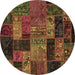 Round Oriental Brown Modern Rug, abs5676brn