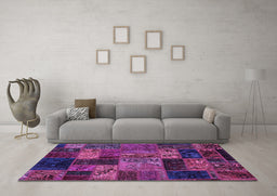 Machine Washable Oriental Purple Modern Area Rugs in a Living Room, wshabs5676pur
