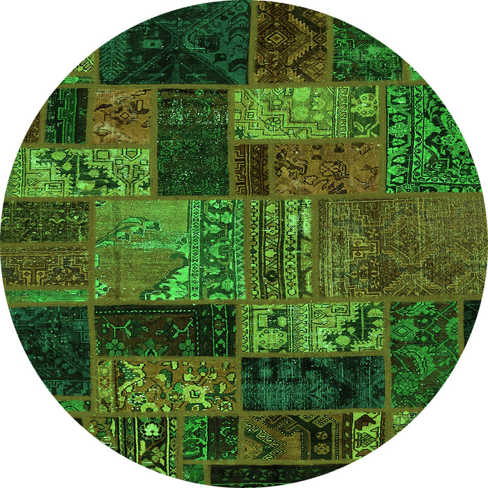 Round Oriental Green Modern Rug, abs5676grn