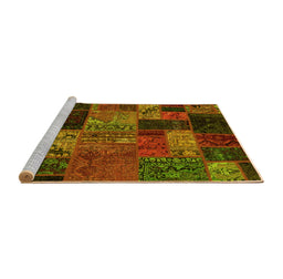 Sideview of Machine Washable Oriental Yellow Modern Rug, wshabs5676yw