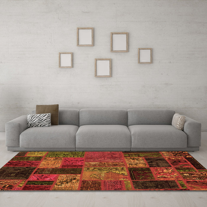 Machine Washable Oriental Orange Modern Area Rugs in a Living Room, wshabs5676org