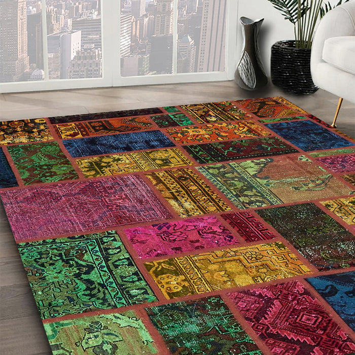 Abstract Red Oriental Rug in Family Room, abs5676