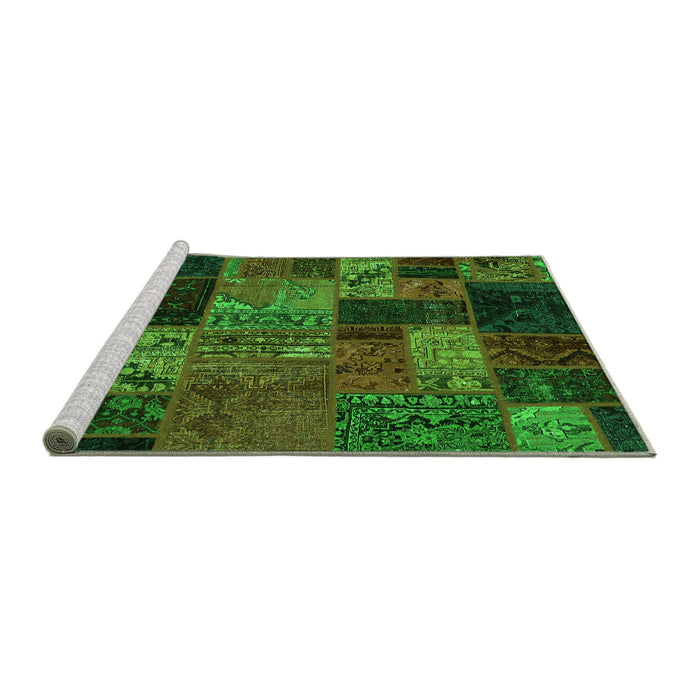 Sideview of Machine Washable Oriental Green Modern Area Rugs, wshabs5676grn
