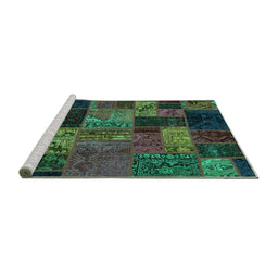 Sideview of Machine Washable Oriental Turquoise Modern Area Rugs, wshabs5676turq
