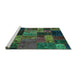 Sideview of Machine Washable Oriental Turquoise Modern Area Rugs, wshabs5676turq