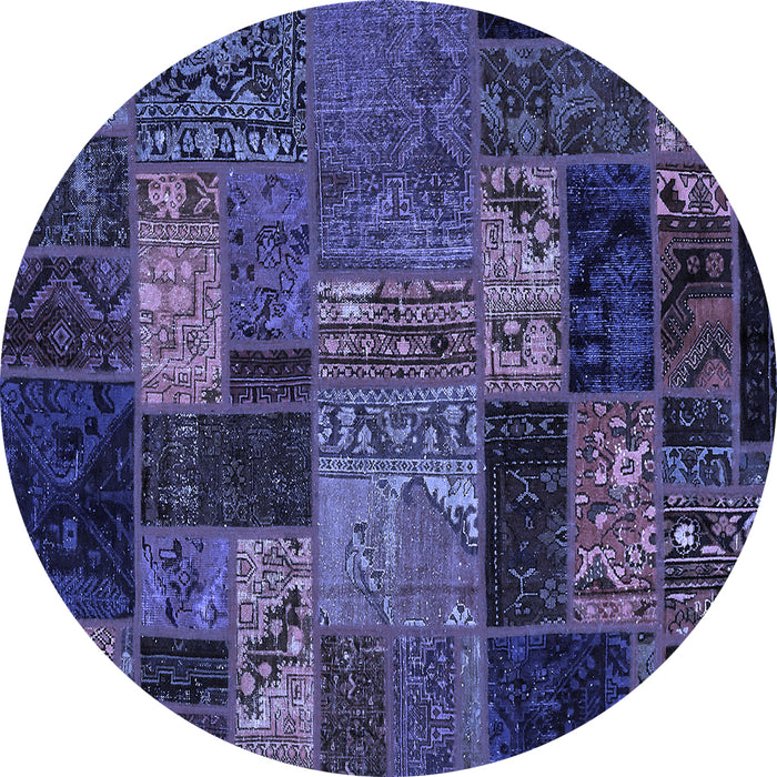 Round Machine Washable Oriental Blue Modern Rug, wshabs5676blu
