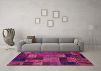 Machine Washable Oriental Pink Modern Rug, wshabs5676pnk