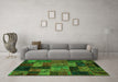 Machine Washable Oriental Green Modern Area Rugs in a Living Room,, wshabs5676grn