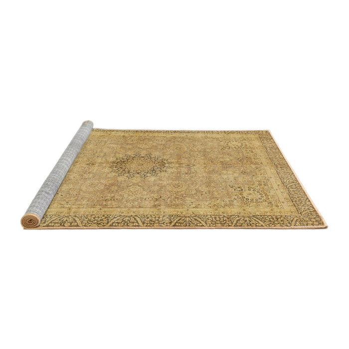 Sideview of Machine Washable Abstract Cinnamon Brown Rug, wshabs5677