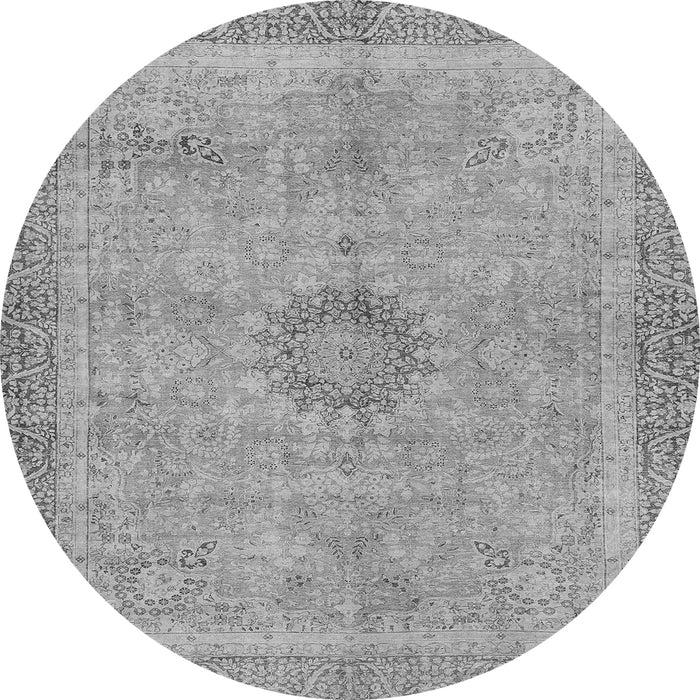 Round Machine Washable Oriental Gray Modern Rug, wshabs5677gry
