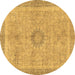 Round Oriental Brown Modern Rug, abs5677brn