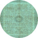 Round Oriental Light Blue Modern Rug, abs5677lblu