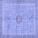 Square Machine Washable Oriental Blue Modern Rug, wshabs5677blu