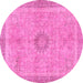 Round Oriental Pink Modern Rug, abs5677pnk