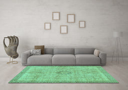 Machine Washable Oriental Turquoise Modern Area Rugs in a Living Room,, wshabs5677turq