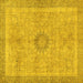 Square Machine Washable Oriental Yellow Modern Rug, wshabs5677yw