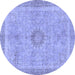 Round Oriental Blue Modern Rug, abs5677blu