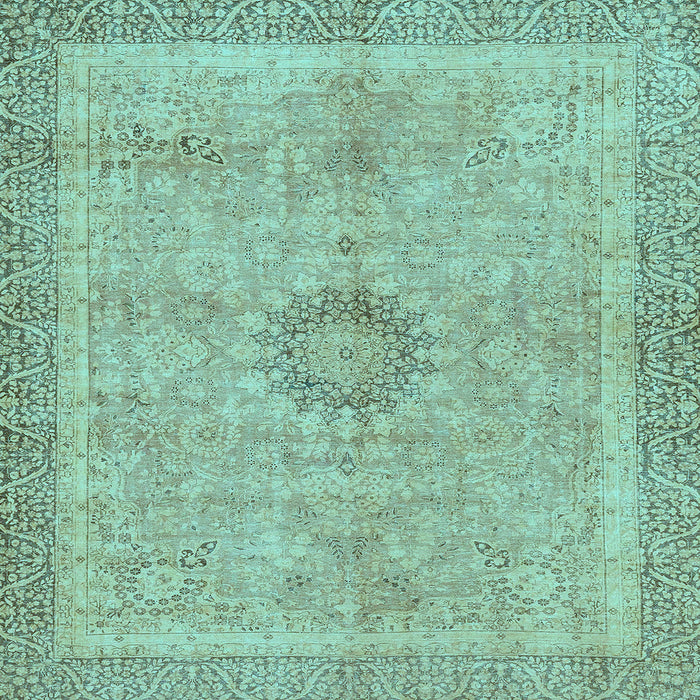 Square Machine Washable Oriental Light Blue Modern Rug, wshabs5677lblu