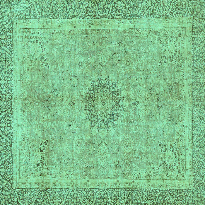Square Machine Washable Oriental Turquoise Modern Area Rugs, wshabs5677turq