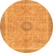 Round Oriental Orange Modern Rug, abs5677org