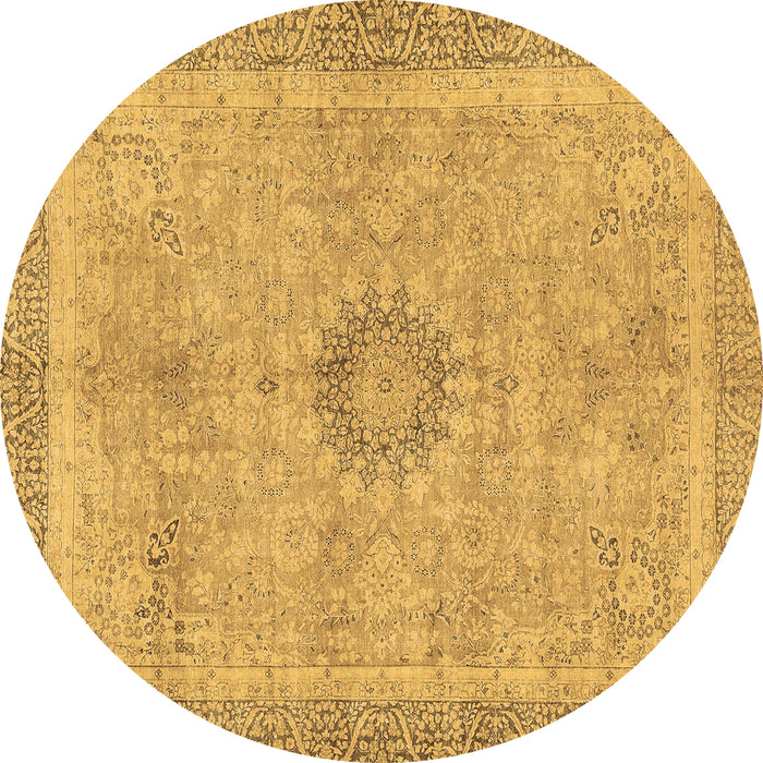 Round Machine Washable Oriental Brown Modern Rug, wshabs5677brn