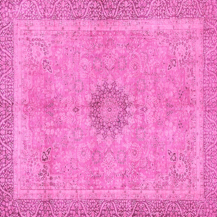 Square Machine Washable Oriental Pink Modern Rug, wshabs5677pnk