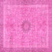 Square Machine Washable Oriental Pink Modern Rug, wshabs5677pnk