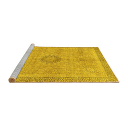 Sideview of Machine Washable Oriental Yellow Modern Rug, wshabs5677yw