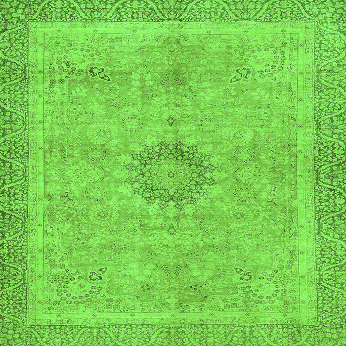 Square Machine Washable Oriental Green Modern Area Rugs, wshabs5677grn