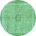 Round Oriental Turquoise Modern Rug, abs5677turq