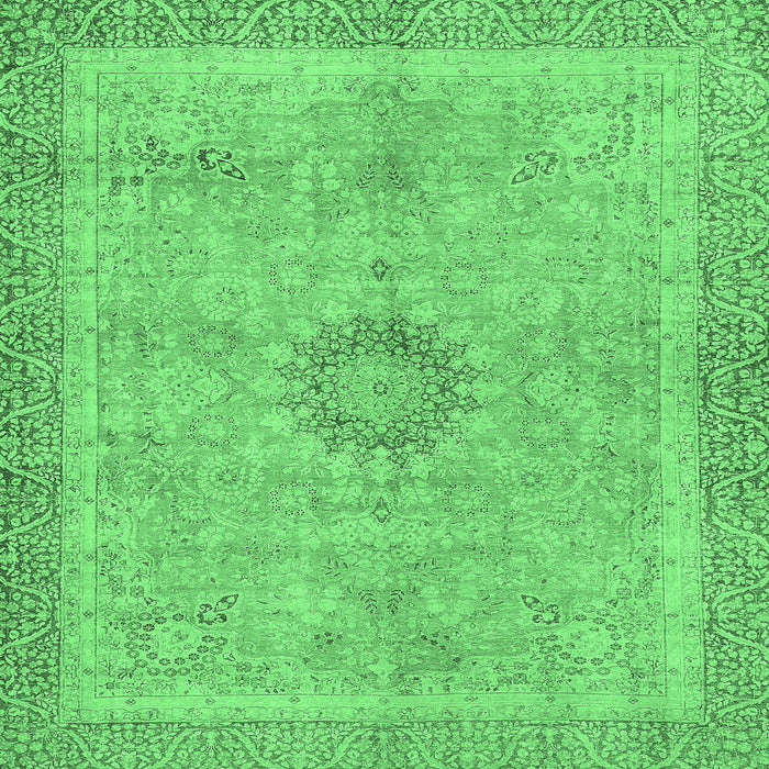 Square Machine Washable Oriental Emerald Green Modern Area Rugs, wshabs5677emgrn