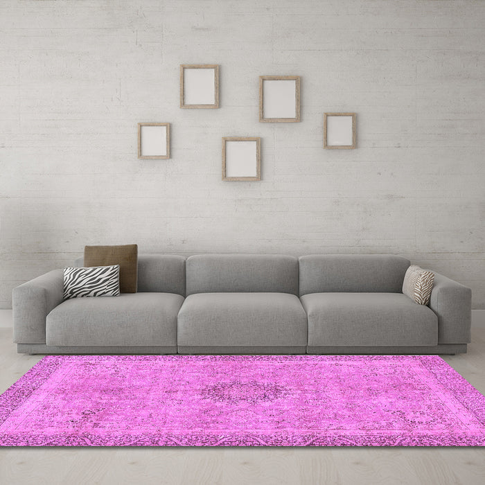 Machine Washable Oriental Purple Modern Area Rugs in a Living Room, wshabs5677pur