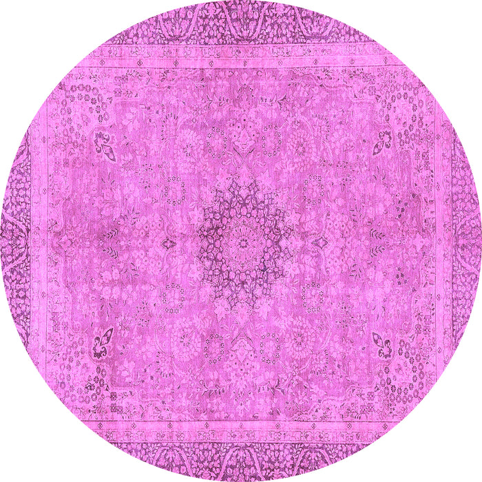 Round Machine Washable Oriental Purple Modern Area Rugs, wshabs5677pur