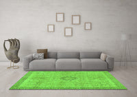 Machine Washable Oriental Green Modern Rug, wshabs5677grn