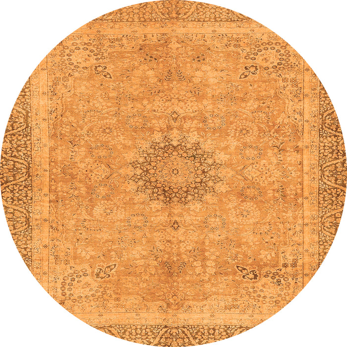 Round Machine Washable Oriental Orange Modern Area Rugs, wshabs5677org