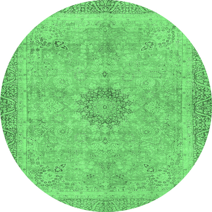 Round Oriental Emerald Green Modern Rug, abs5677emgrn