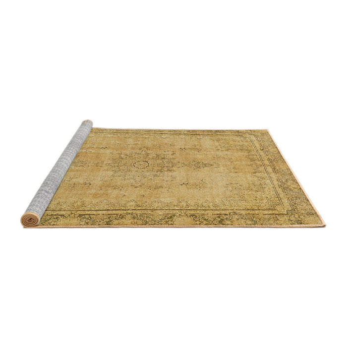 Sideview of Machine Washable Abstract Cinnamon Brown Rug, wshabs5678