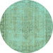 Round Oriental Light Blue Modern Rug, abs5678lblu